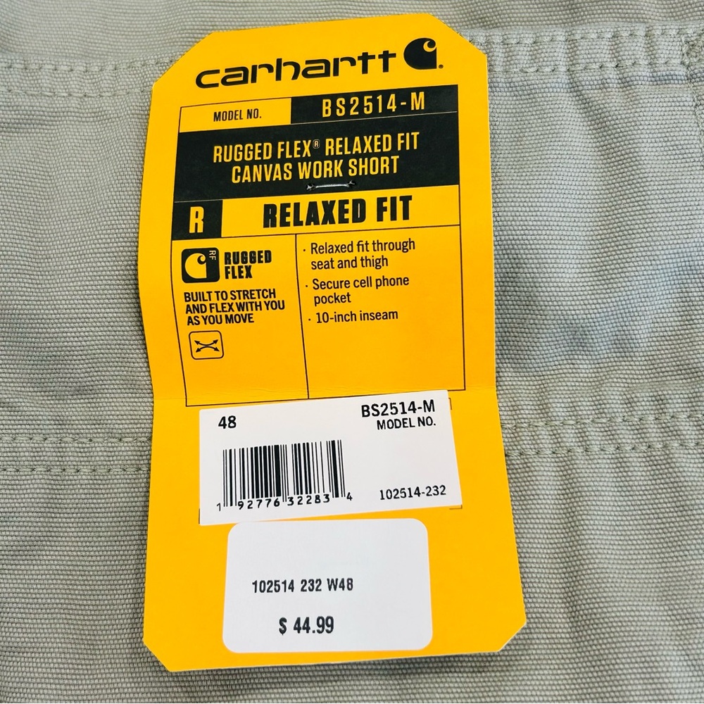 Carhartt Men’s Rugged Flex Relaxed Fit Canvas‎ Work Shorts, Tan, Size 48 - Picture 11 of 16